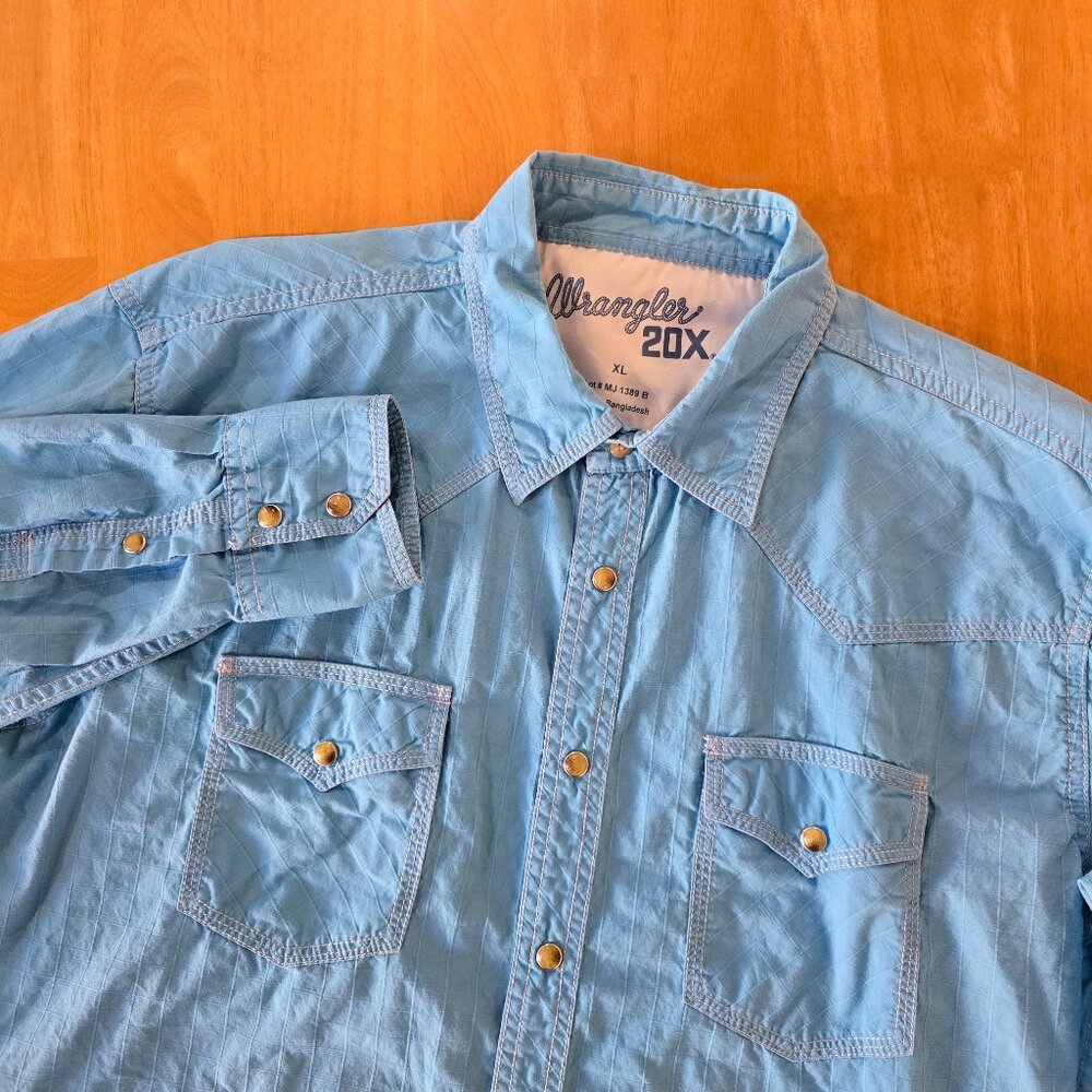 Wrangler 20X Men's Long Sleeve‎ Western Shirt Tiger Eye Snap Turquoise Size XL